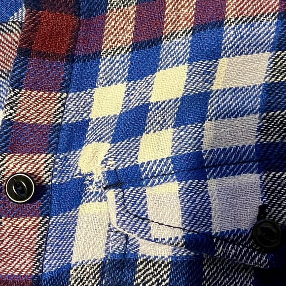J.Crew Boyfriend flannel in Deep Sea Blue Plaid button down collared shirt - Picture 7 of 9
